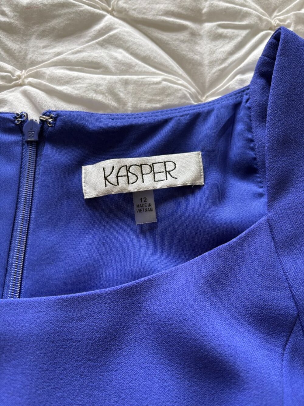 Kasper Royal Blue Crepe Stretch Sheath Dress - Size 12 - Picture 3 of 8